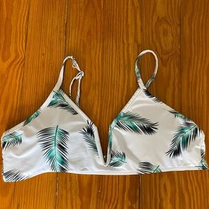 white and green leaf bikini top !